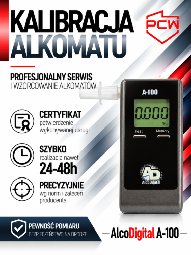 Kalibracja alkomatu AlcoDigital A100